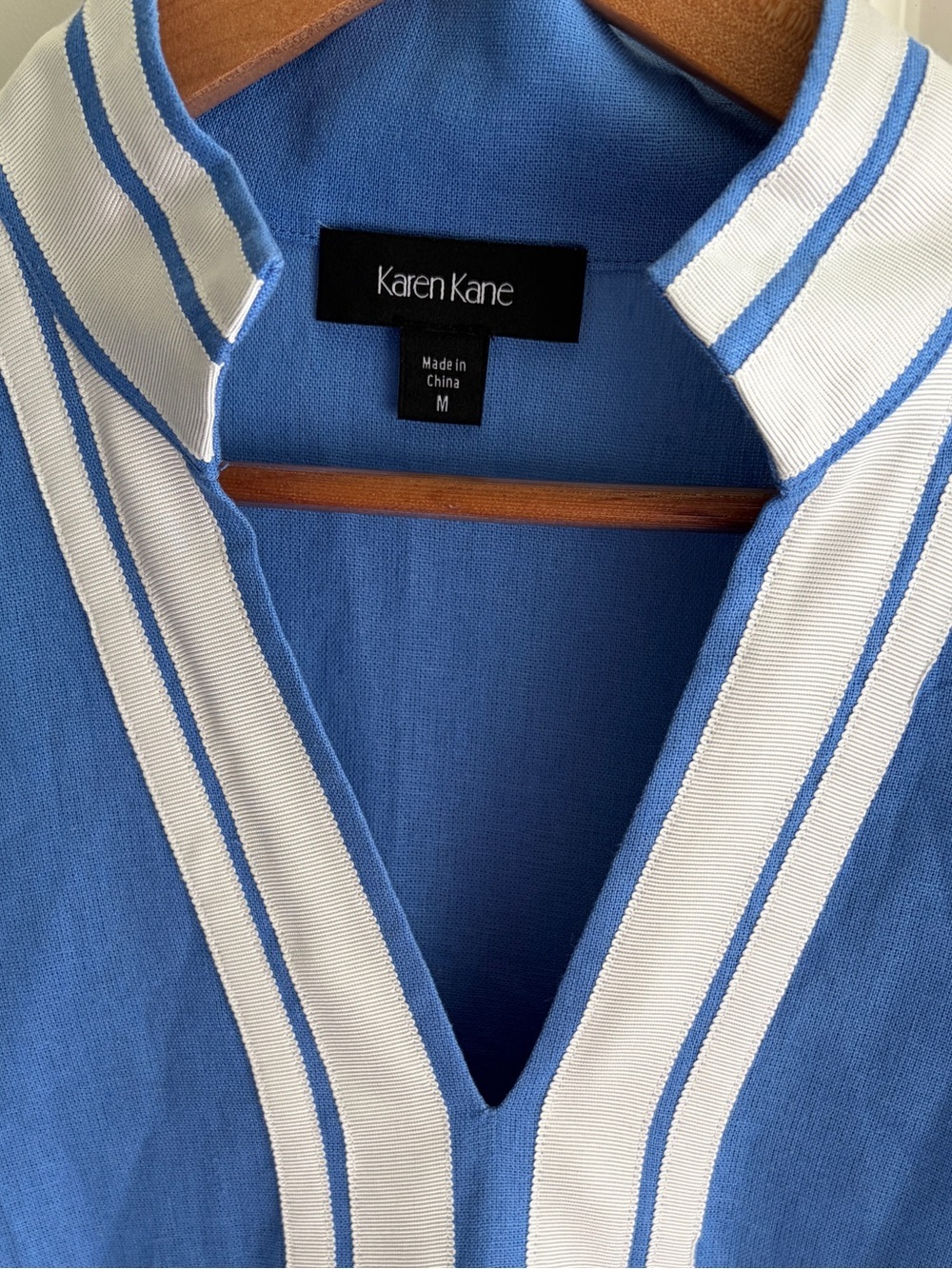Like new size M Karen Kane cobalt Blue Tunic with White Trim. Preppy. Linen - Picture 4 of 14